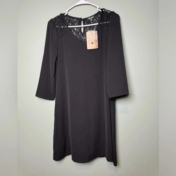 Lily Rose Woman’s NWT Black Dress Size Small Lace on Neckline - Picture 1 of 7